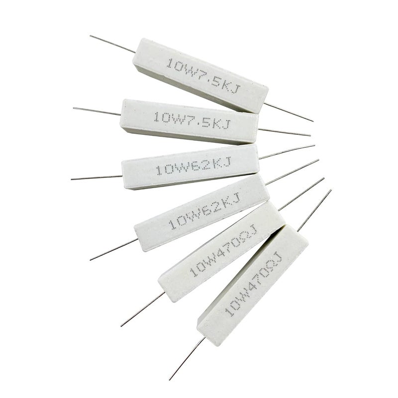MOKMMKIT 25 Values 50 Pieces Ceramic Cement Resistor KIT 10W Resistance 10 Watt ±5% Power Resistors (100 Ohm - 100K Ohm) - Image 2